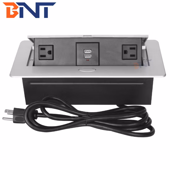 아연 합금 16A 느린 팝업 2 전원 Us 소켓 듀얼 USB 충전기 포트 2.1A 테이블 전원 소켓 콘센트