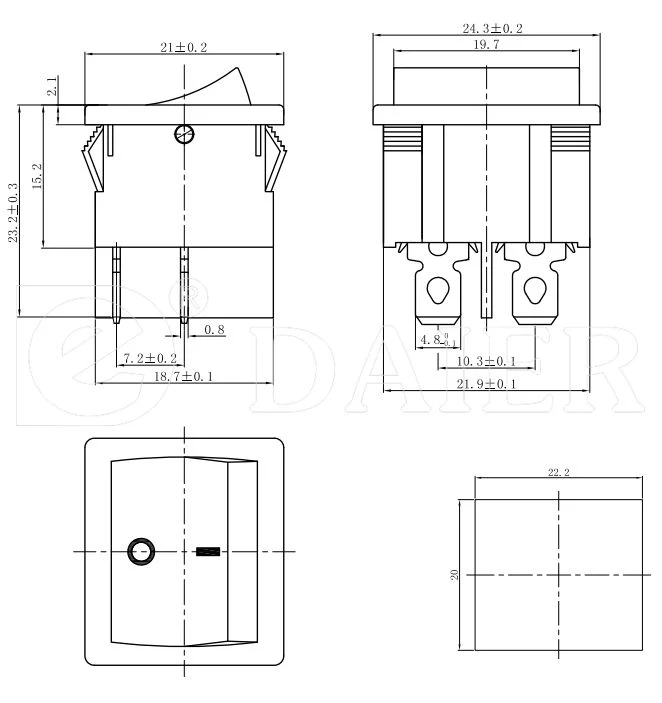 on off Mini 4 Pin Rocker Switch Light T85 250VAC