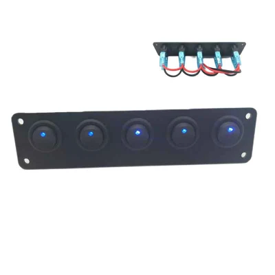 5 갱 스위치 패널 12V 로커 스위치 패널 트럭 RV용 파란색 LED 스위치 패널